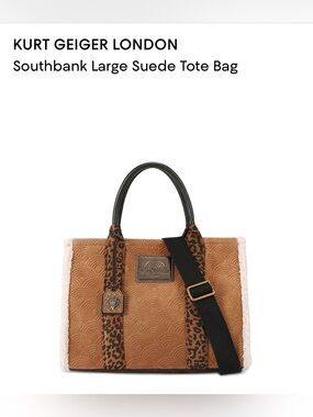 Kurt Geiger London Southbank LG Suede Tote Bag. Brown.